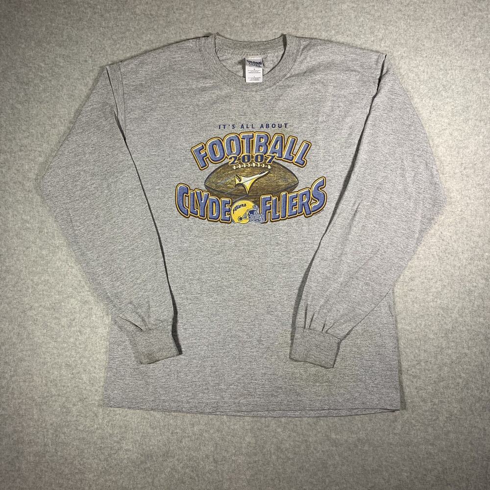Ohio Clyde Fliers 2007 Gray Long Sleeve Men's Size L “It's All About Football”